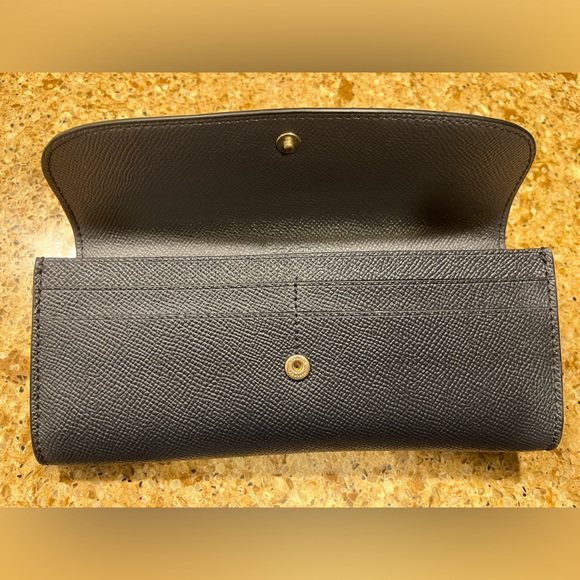 COACH Solid Midnight Navy Crossgrain Leather Soft Slim Envelope Wallet - Picture 2 of 3